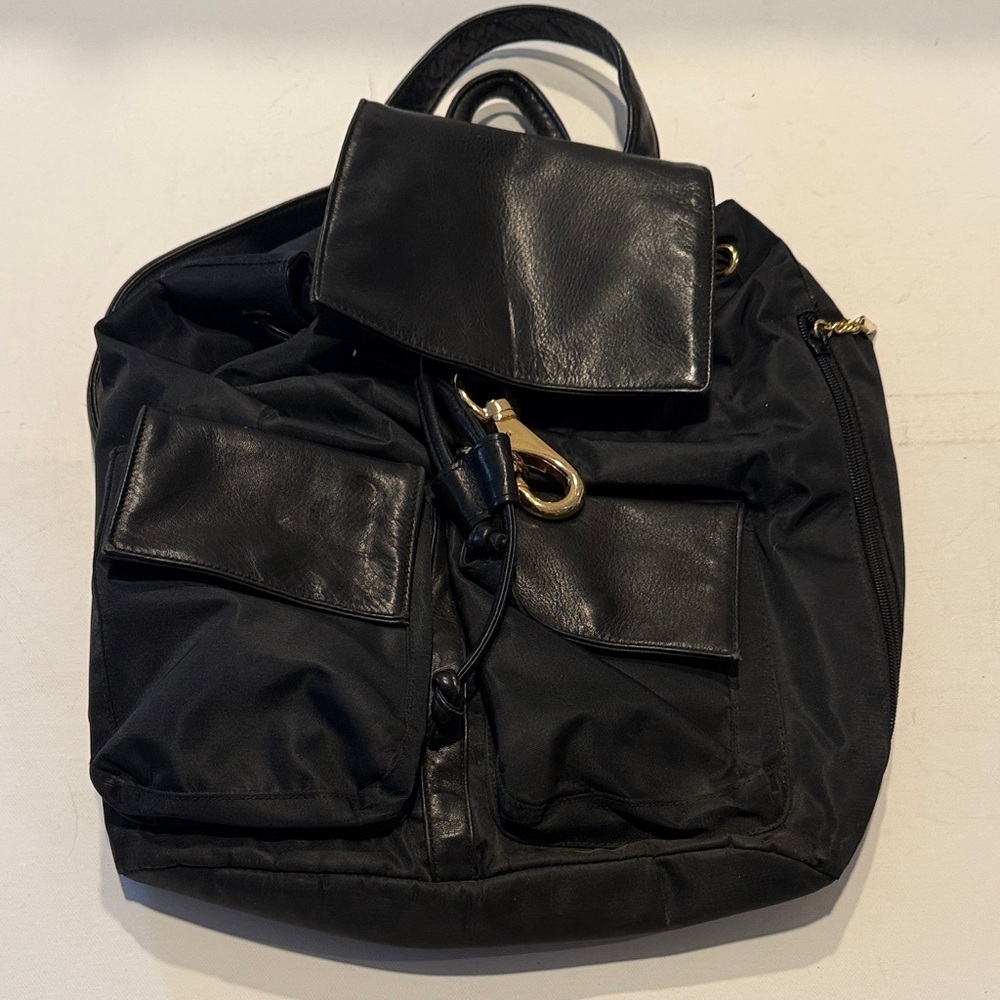 Valerie Stevens Black Backpack with Gold Accents